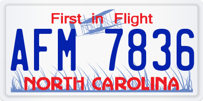 NC license plate AFM7836