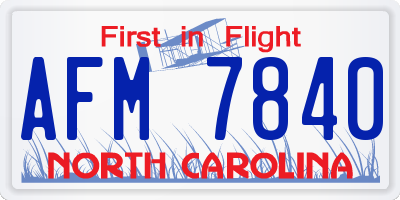 NC license plate AFM7840