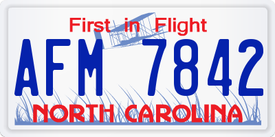 NC license plate AFM7842