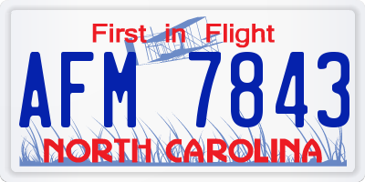 NC license plate AFM7843