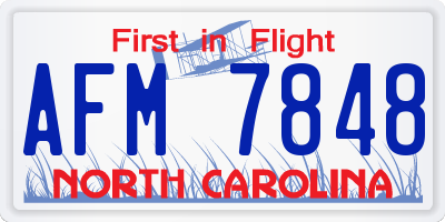 NC license plate AFM7848