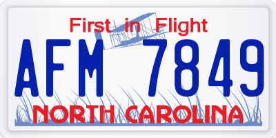 NC license plate AFM7849