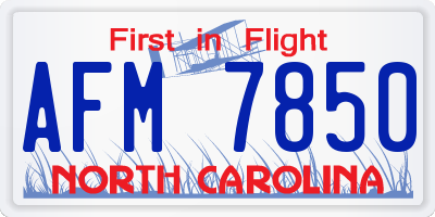 NC license plate AFM7850