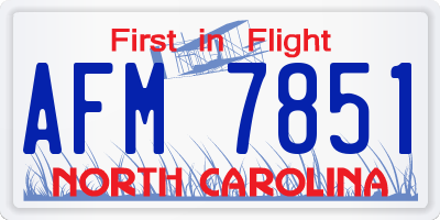 NC license plate AFM7851