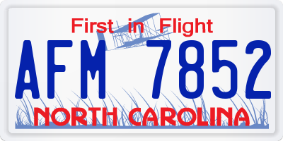 NC license plate AFM7852