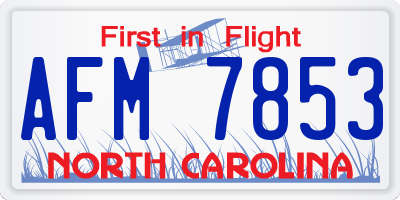 NC license plate AFM7853