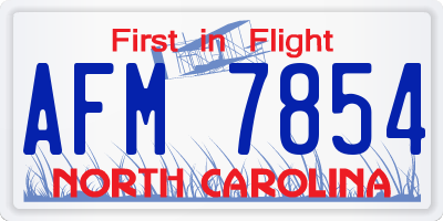 NC license plate AFM7854