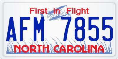NC license plate AFM7855