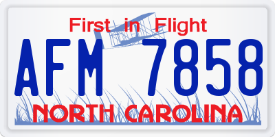 NC license plate AFM7858