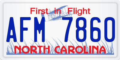 NC license plate AFM7860