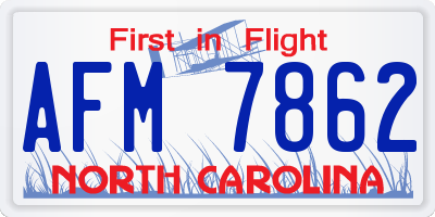 NC license plate AFM7862