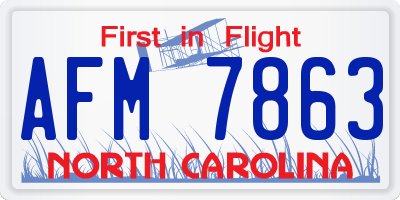 NC license plate AFM7863