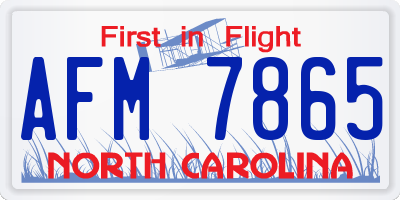 NC license plate AFM7865