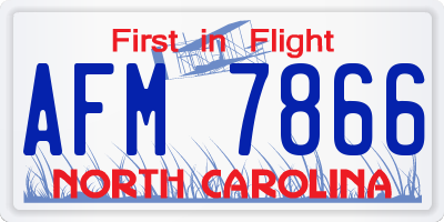 NC license plate AFM7866