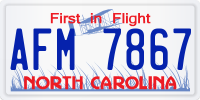 NC license plate AFM7867