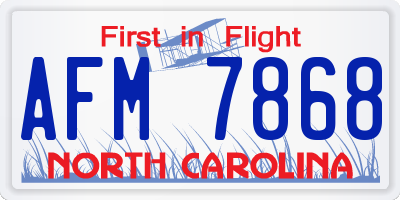 NC license plate AFM7868