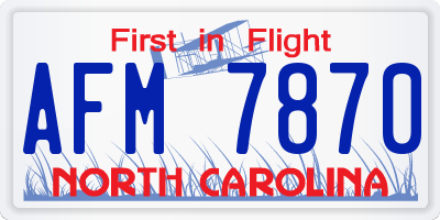 NC license plate AFM7870