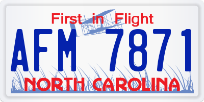 NC license plate AFM7871