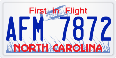 NC license plate AFM7872