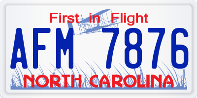 NC license plate AFM7876