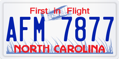 NC license plate AFM7877