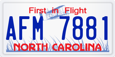 NC license plate AFM7881
