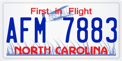 NC license plate AFM7883