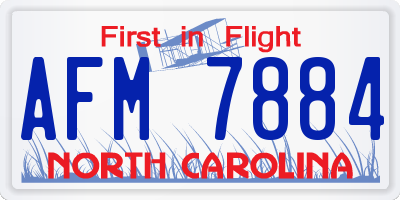NC license plate AFM7884