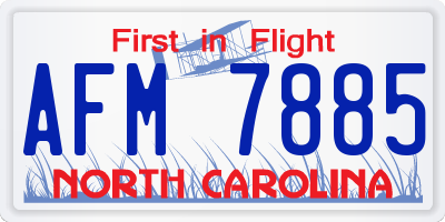 NC license plate AFM7885