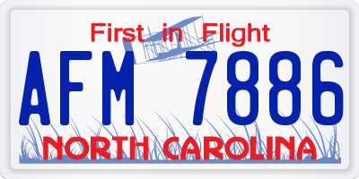 NC license plate AFM7886