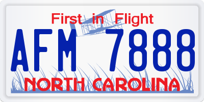 NC license plate AFM7888