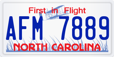 NC license plate AFM7889