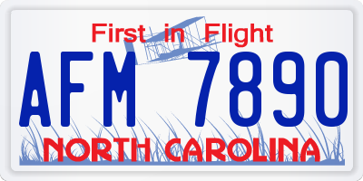 NC license plate AFM7890