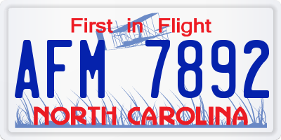 NC license plate AFM7892