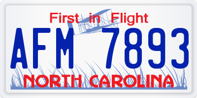NC license plate AFM7893