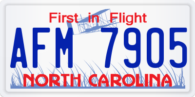 NC license plate AFM7905