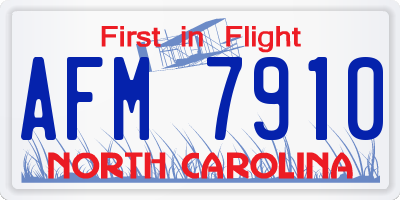 NC license plate AFM7910