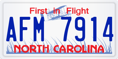 NC license plate AFM7914