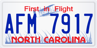 NC license plate AFM7917