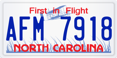 NC license plate AFM7918