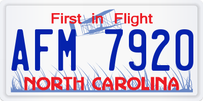 NC license plate AFM7920