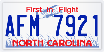 NC license plate AFM7921