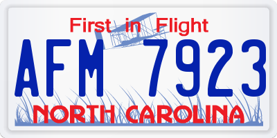 NC license plate AFM7923