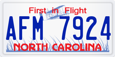 NC license plate AFM7924