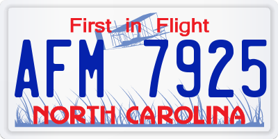 NC license plate AFM7925
