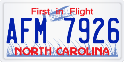 NC license plate AFM7926