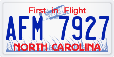 NC license plate AFM7927