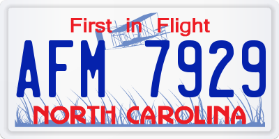 NC license plate AFM7929