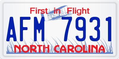 NC license plate AFM7931