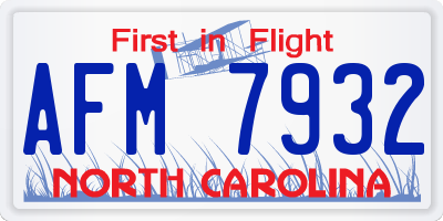 NC license plate AFM7932
